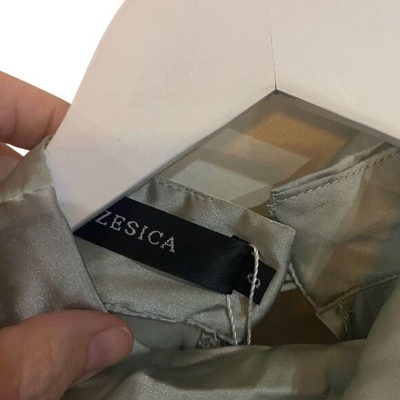 Zesica NWT green sleeveless dress faux wrap small - Picture 5 of 7